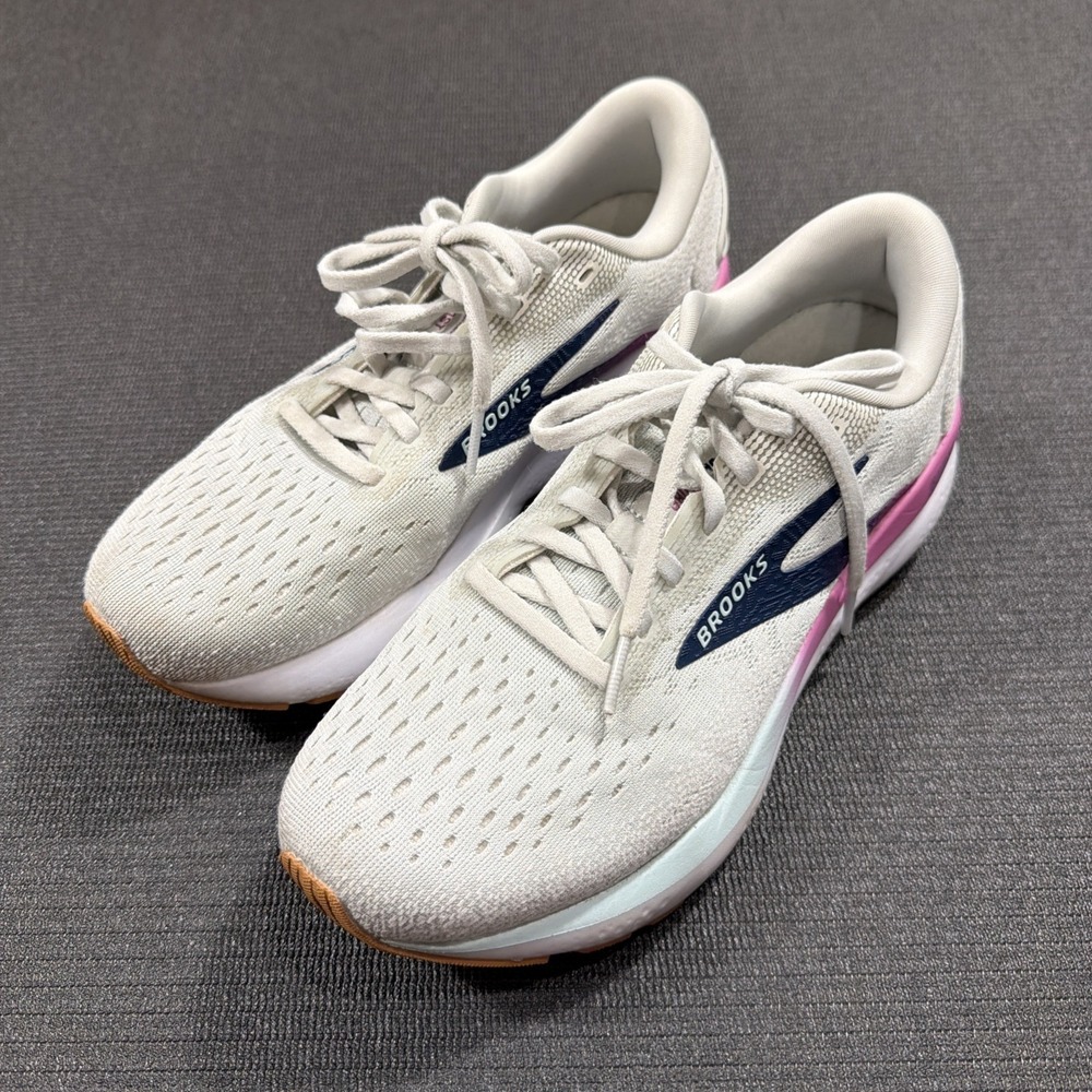 Brooks Ghost 16 Womens Shoes Size 8B Gray Pink Blue Mesh Lace Up
